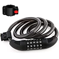Candado de cable en espiral para bicicleta- de gran seguridad- con combinación reajustable de 5 dígitos- ideal para…